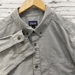 Patagonia Shirt Men's XL Gray Long Sleeve Bluffside Button Down Organic Cotton